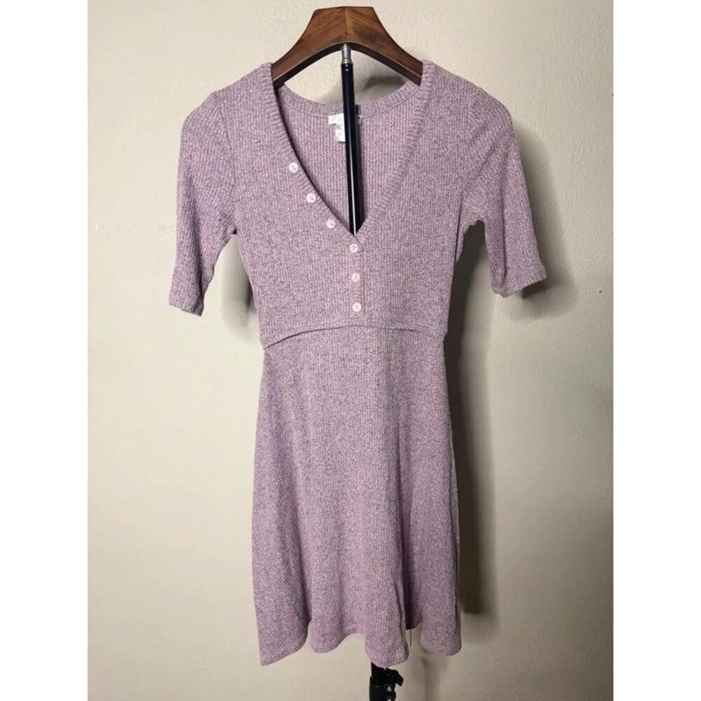 Venus Lavender Ribbed Knit Mini Dress Women's XS